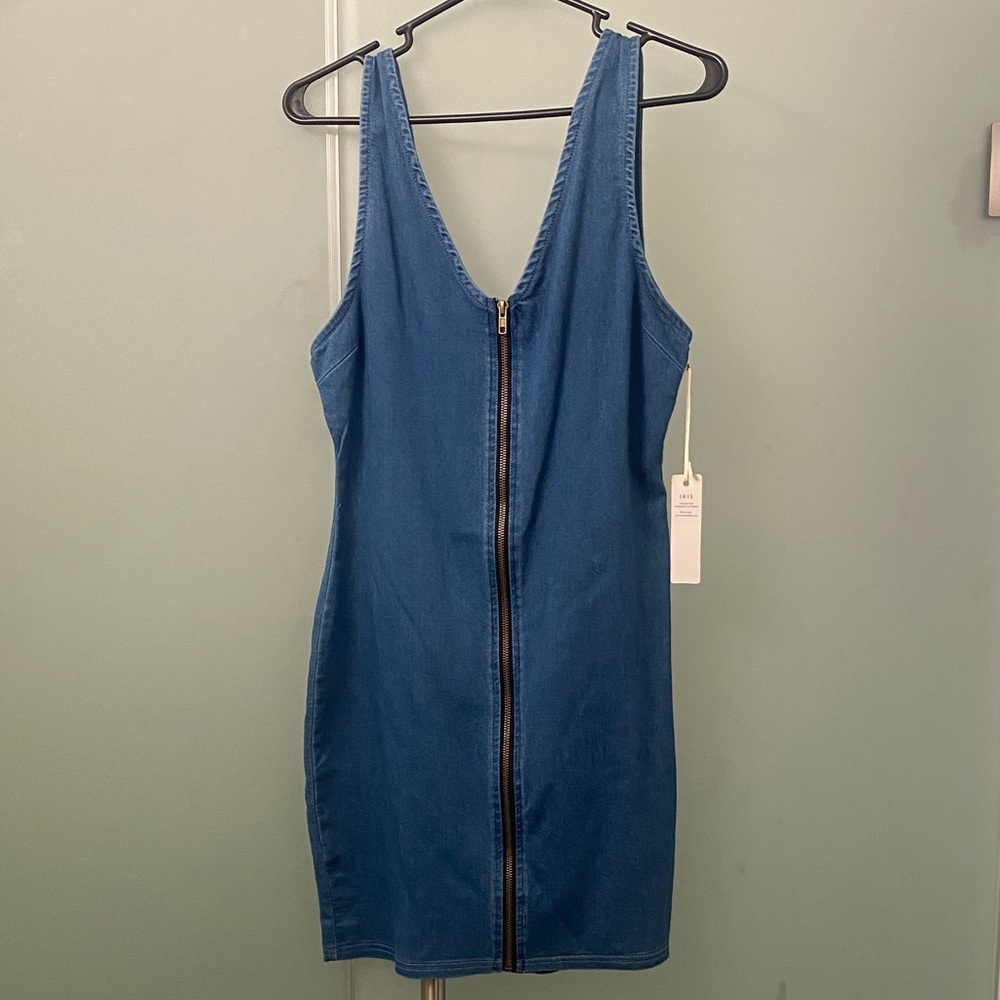 Iris Basic Short Denim Blue Dress